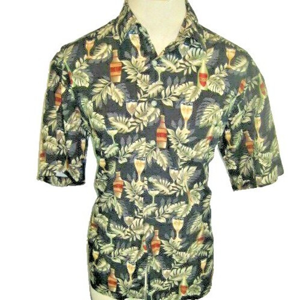 Mens Campa Moda Rayon SS Hawaiian Aloha Island Casual Shirt sz L